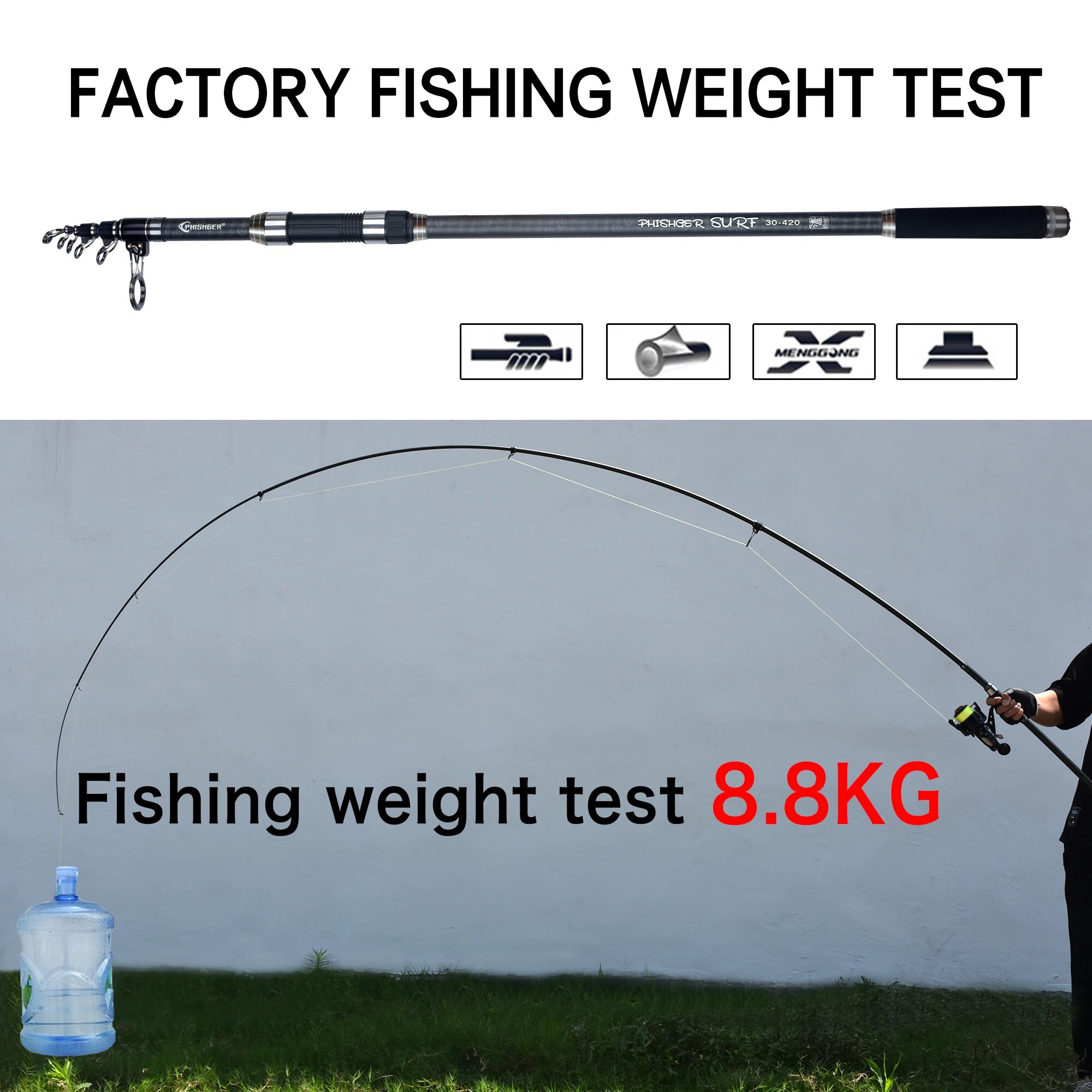 PHISHGER Telescopic Surf Spinn - đánh giá và giá Surf Fishing Equipment