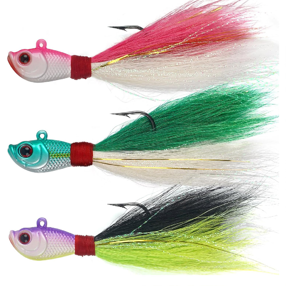 3pcs Bucktail Jigs Saltwater F - đánh giá và giá Surf Fishing Equipment