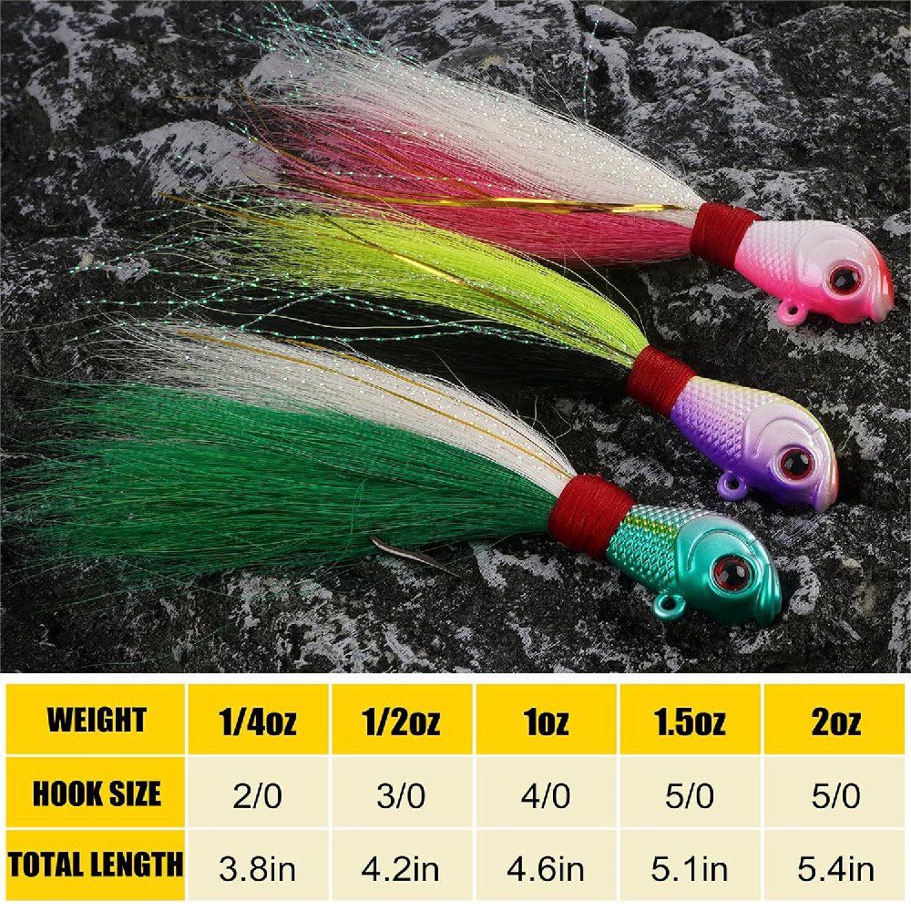 3pcs Bucktail Jigs Saltwater F - đánh giá và giá Surf Fishing Equipment