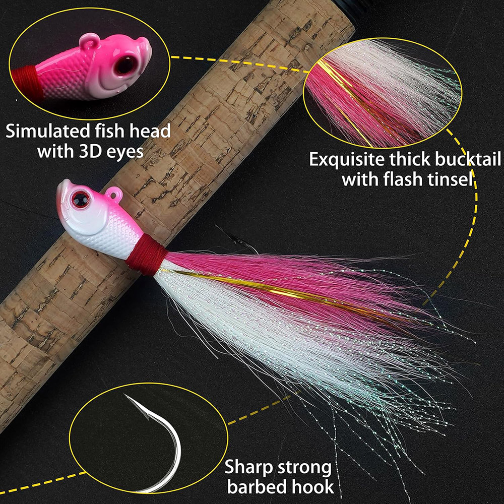 3pcs Bucktail Jigs Saltwater F - đánh giá và giá Surf Fishing Equipment